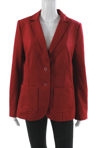 Zyga Womens Red Wool Basic Jacket Button Solid Long Sleeve Fall Size 42