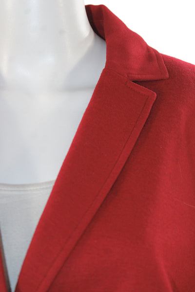 Zyga Womens Red Wool Basic Jacket Button Solid Long Sleeve Fall Size 42