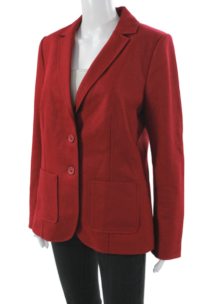 Zyga Womens Red Wool Basic Jacket Button Solid Long Sleeve Fall Size 42