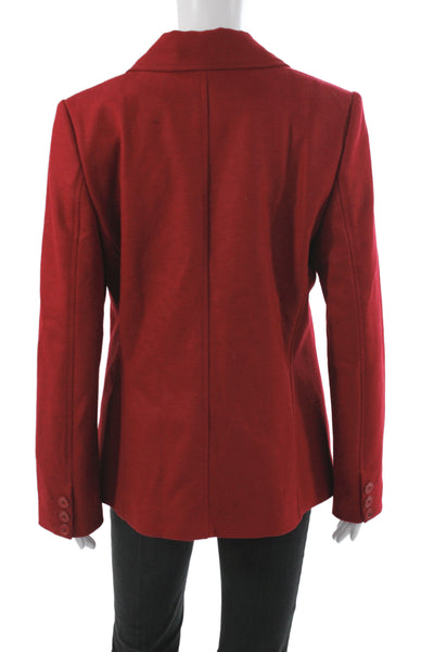 Zyga Womens Red Wool Basic Jacket Button Solid Long Sleeve Fall Size 42
