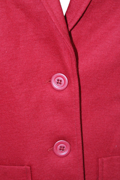 Zyga Womens Red Wool Basic Jacket Button Solid Long Sleeve Fall Size 42