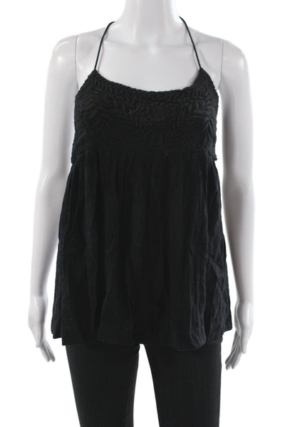 Free People Womens Black Halter Camisole Boho Tie Back Rayon Size S