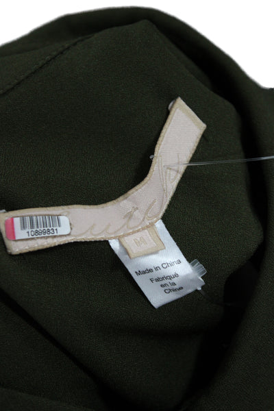 Hutch Womens Maxi Dress Green Long Sleeve Collared Button Military Size M