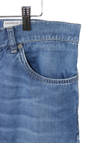 Brunello Cucinelli Mens Straight Blue Jeans Cotton Size 36