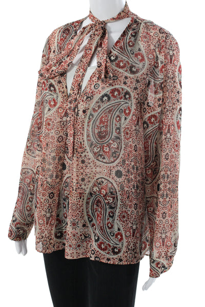 Alice + Olivia Women Bohemian Paisley VNeck Tunic Multicolor Long Sleeve Size L