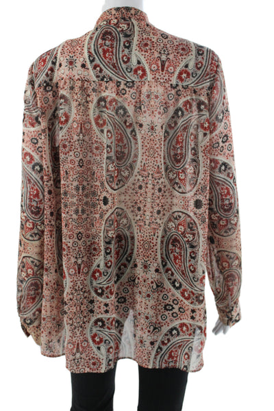 Alice + Olivia Women Bohemian Paisley VNeck Tunic Multicolor Long Sleeve Size L