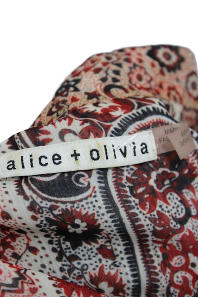 Alice + Olivia Women Bohemian Paisley VNeck Tunic Multicolor Long Sleeve Size L