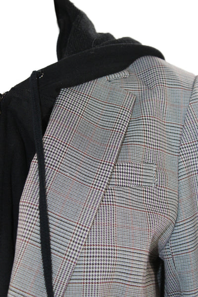 Cynthia Rowley Women Gray Plaid Basic Jacket Button Long Sleeve Size M