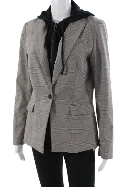 Cynthia Rowley Women Gray Plaid Basic Jacket Button Long Sleeve Size M