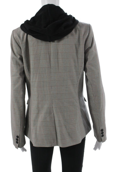 Cynthia Rowley Women Gray Plaid Basic Jacket Button Long Sleeve Size M