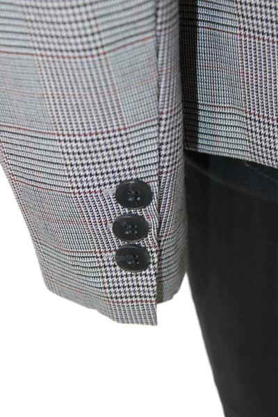 Cynthia Rowley Women Gray Plaid Basic Jacket Button Long Sleeve Size M