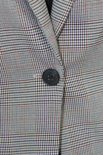 Cynthia Rowley Women Gray Plaid Basic Jacket Button Long Sleeve Size M