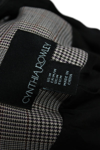 Cynthia Rowley Women Gray Plaid Basic Jacket Button Long Sleeve Size M