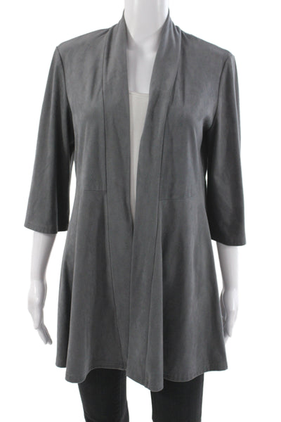 Joseph Ribkoff Women Kimono Jacket Gray Faux Suede 3/4 Sleeve Size 42