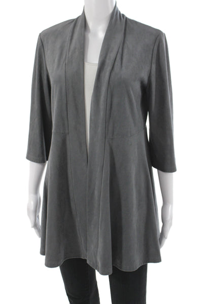 Joseph Ribkoff Women Kimono Jacket Gray Faux Suede 3/4 Sleeve Size 42
