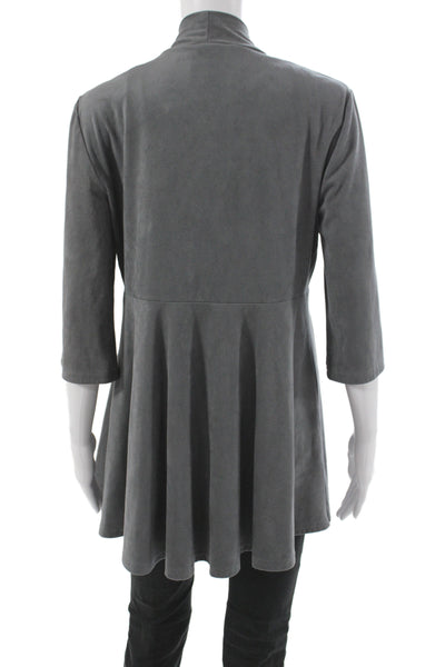 Joseph Ribkoff Women Kimono Jacket Gray Faux Suede 3/4 Sleeve Size 42