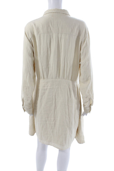 Rails Womens Shirt Dress Beige Collared Button Long Sleeve Midi Size L