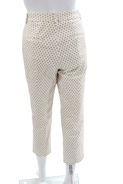 Peserico Womens Cropped Polka Dot Beige Cotton Pants Size 44