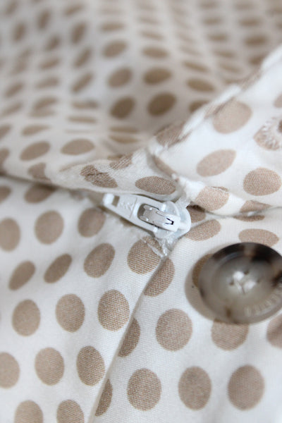 Peserico Womens Cropped Polka Dot Beige Cotton Pants Size 44