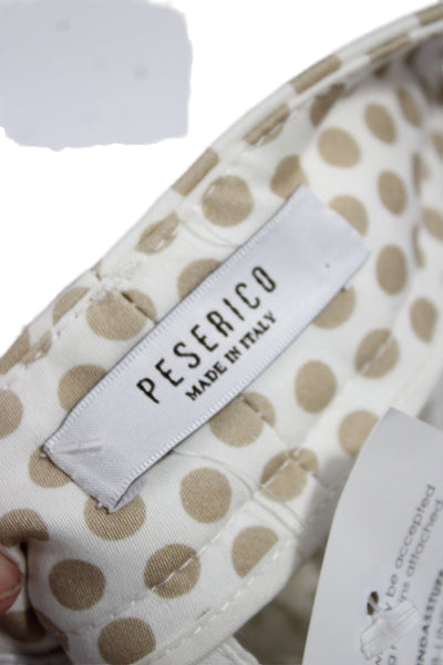 Peserico Womens Cropped Polka Dot Beige Cotton Pants Size 44