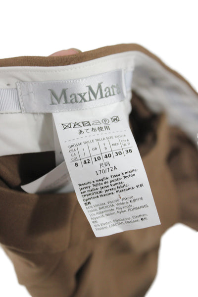 Max Mara Women Brown Ankle Pants Viscose Hook & Eye Inseam 30 Size 8