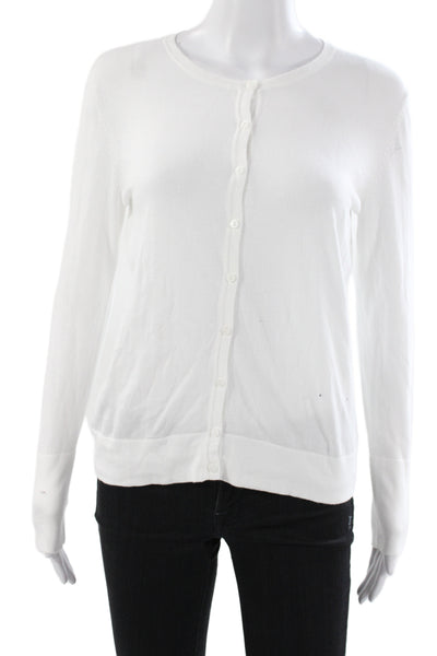 Belford Womens Cardigan White Superfine Cotton Long Sleeve Size S
