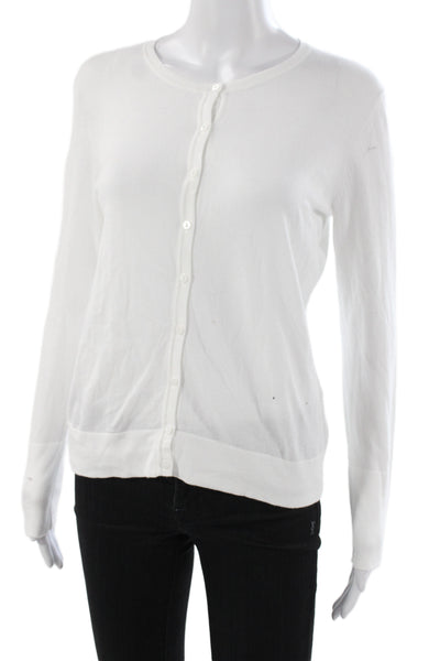 Belford Womens Cardigan White Superfine Cotton Long Sleeve Size S