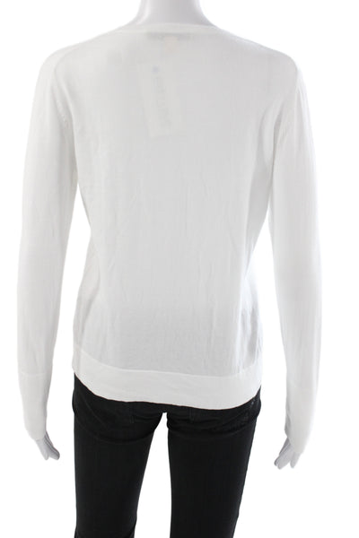 Belford Womens Cardigan White Superfine Cotton Long Sleeve Size S