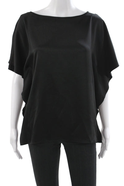Michael Kors Women Black Basic Boat Neck Blouse Short Sleeve Pullover Size 6