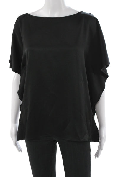 Michael Kors Women Black Basic Boat Neck Blouse Short Sleeve Pullover Size 6