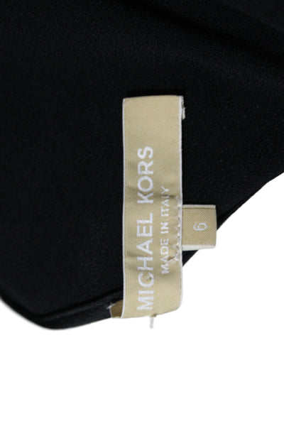 Michael Kors Women Black Basic Boat Neck Blouse Short Sleeve Pullover Size 6