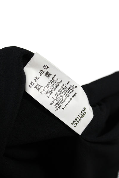 Michael Kors Women Black Basic Boat Neck Blouse Short Sleeve Pullover Size 6