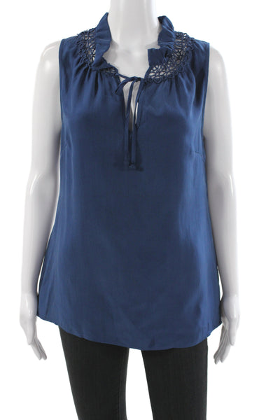 Beth Bowley Women Basic Silk Blue Sleeveless Round Neck Blouse Size 8