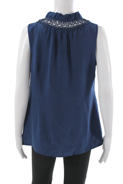 Beth Bowley Women Basic Silk Blue Sleeveless Round Neck Blouse Size 8