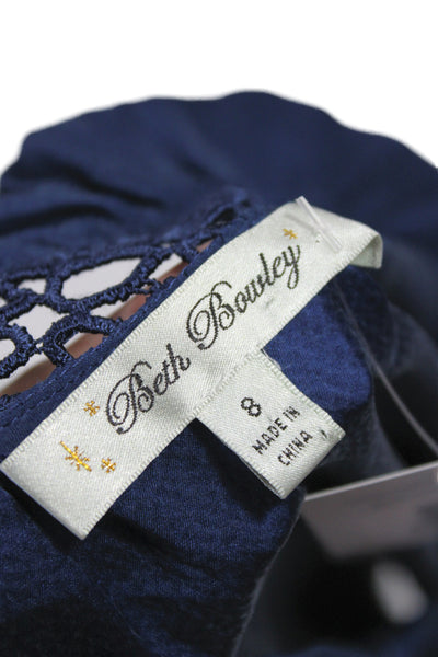 Beth Bowley Women Basic Silk Blue Sleeveless Round Neck Blouse Size 8