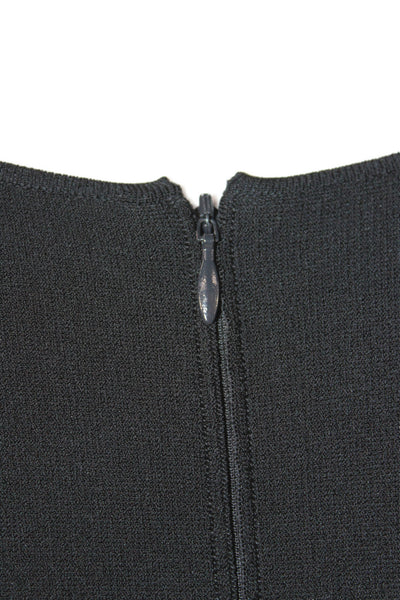 Akris Womens Tunic Black 3/4 Sleeve Round Neck Zip Viscose Solid Size 8