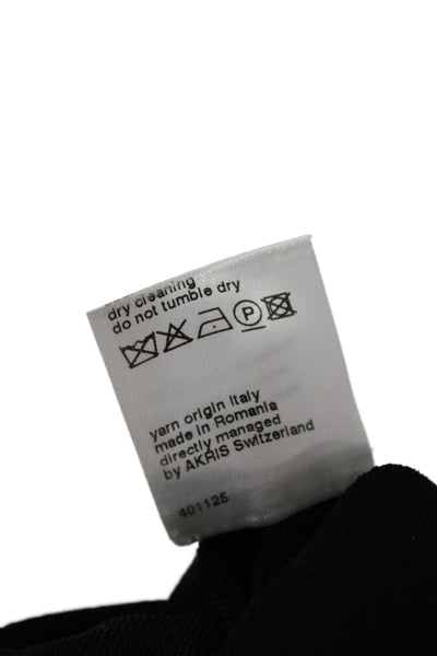 Akris Womens Tunic Black 3/4 Sleeve Round Neck Zip Viscose Solid Size 8