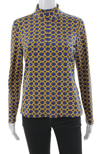 J. Mclaughlin Womens Jersey Blouse Blue Mock Neck Long Sleeve Size S