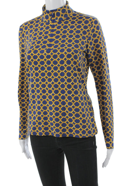 J. Mclaughlin Womens Jersey Blouse Blue Mock Neck Long Sleeve Size S
