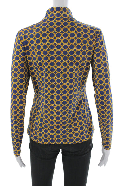 J. Mclaughlin Womens Jersey Blouse Blue Mock Neck Long Sleeve Size S