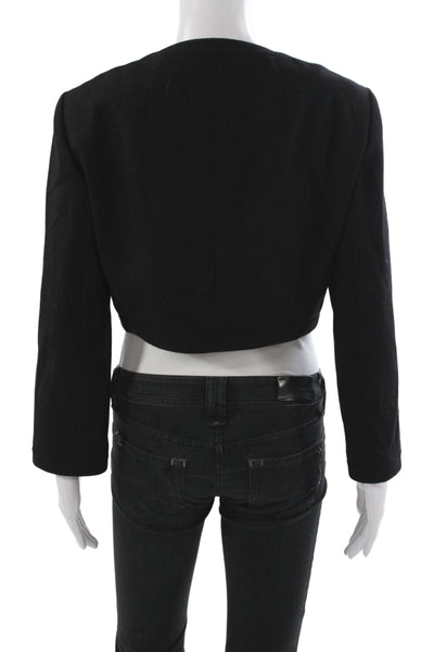 Paule Ka Womens Basic Jacket Black 100% Virgin Wool Buckle Long Sleeve Size 40