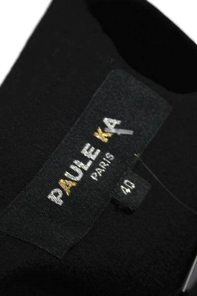 Paule Ka Womens Basic Jacket Black 100% Virgin Wool Buckle Long Sleeve Size 40