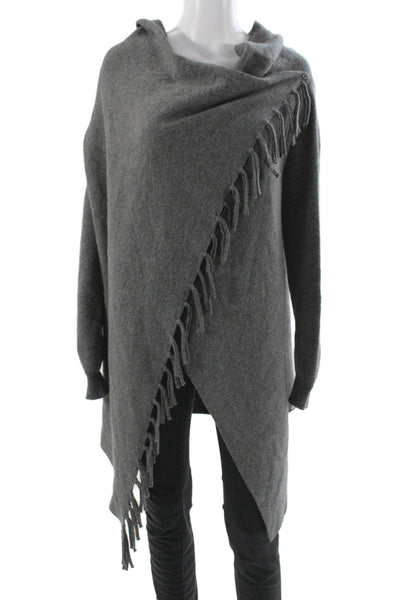 Gumps Womens Wrap Cowl Neck Gray Sweater Long Sleeve Size S