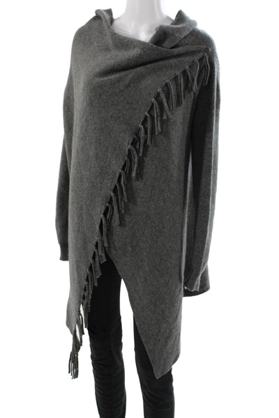 Gumps Womens Wrap Cowl Neck Gray Sweater Long Sleeve Size S