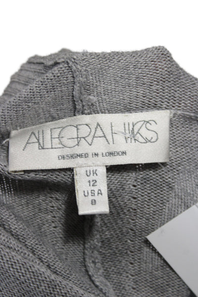 Allegra Hicks Womens Cardigan Cowl Neck Gray 65% Silk Long Sleeve Size 8