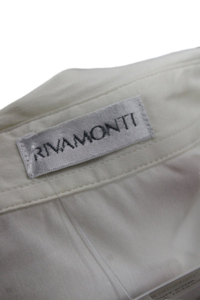 Rivamonti Women Collared Cotton Button Up Blouse Ivory Long Sleeve Size M