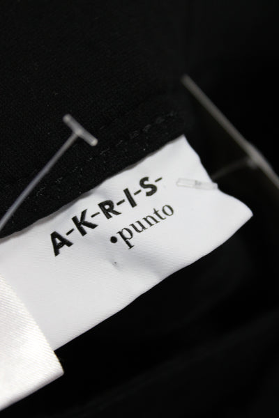 Akris Punto Women Black Ankle Pants Button 69% Viscose Inseam 28 Size 8