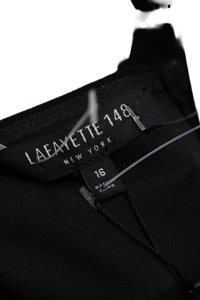 Lafayette 148 New York Women Black Jumpsuit Short Sleeve Boat Neck Size 16