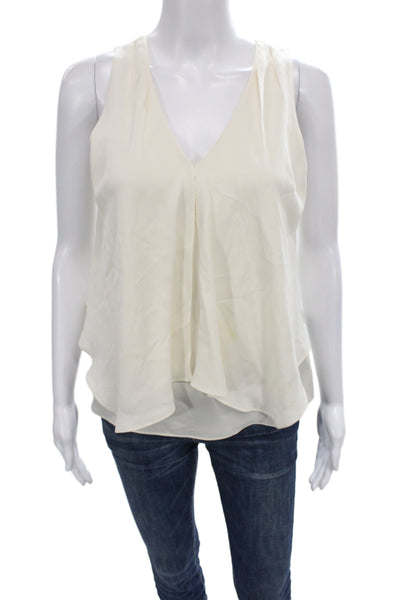 Theory Womens Ivory Silk V-Neck Camisole Sleeveless Size S