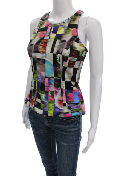 Milly Womens Multicolor Geometric Sleeveless Camisole Round Neck Zip Size S